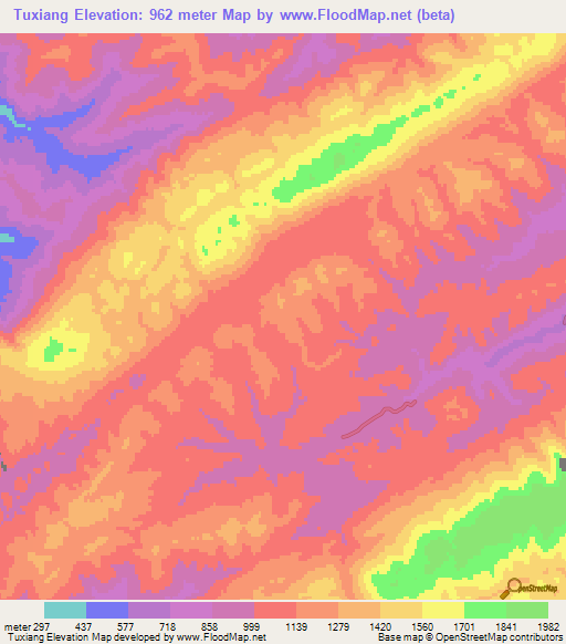 Tuxiang,China Elevation Map