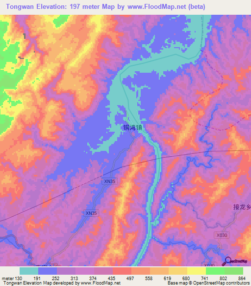 Tongwan,China Elevation Map
