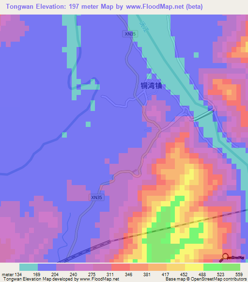 Tongwan,China Elevation Map