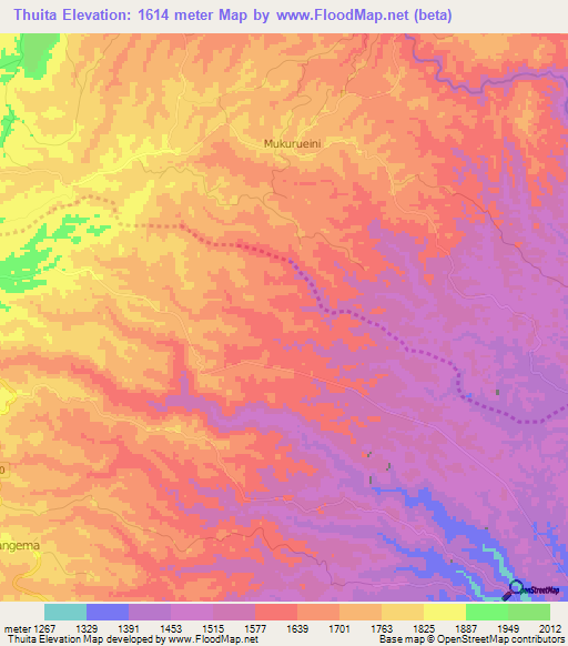 Thuita,Kenya Elevation Map