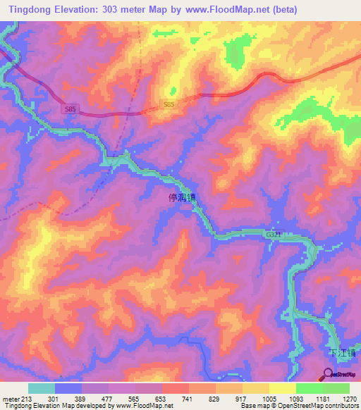 Tingdong,China Elevation Map