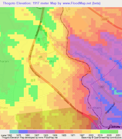 Thogoto,Kenya Elevation Map