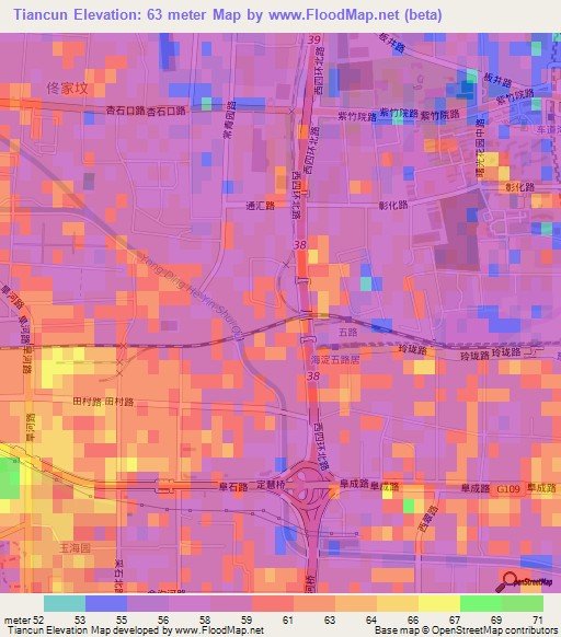 Tiancun,China Elevation Map