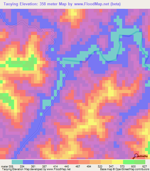Taoying,China Elevation Map