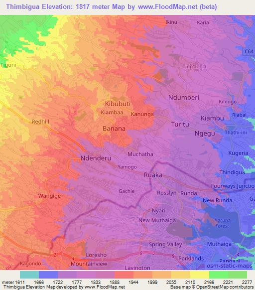Elevation of Thimbigua,Kenya Elevation Map, Topography, Contour