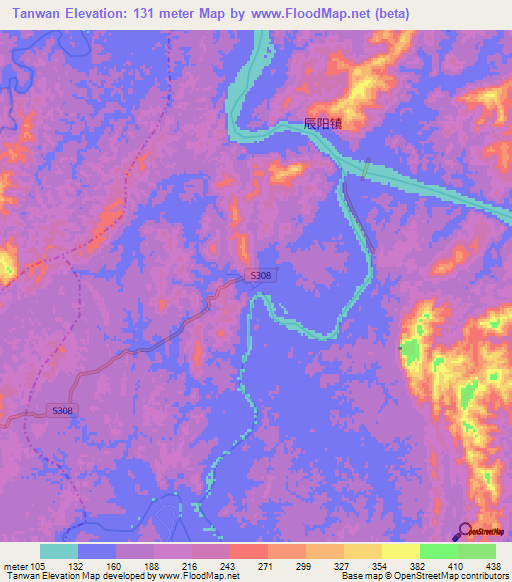 Tanwan,China Elevation Map