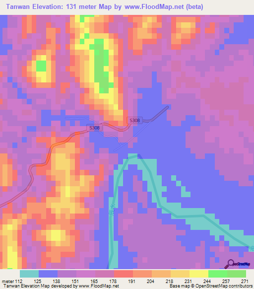 Tanwan,China Elevation Map