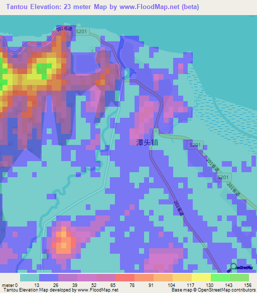 Tantou,China Elevation Map