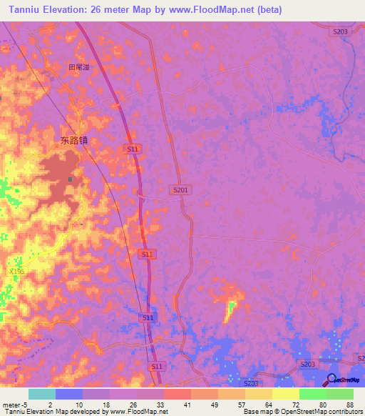 Tanniu,China Elevation Map
