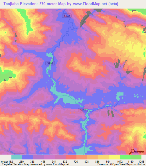 Tanjiaba,China Elevation Map