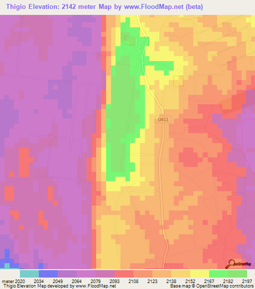 Thigio,Kenya Elevation Map