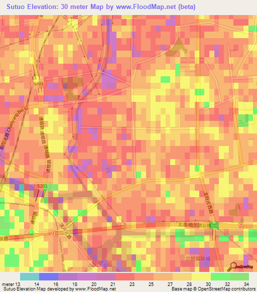 Sutuo,China Elevation Map
