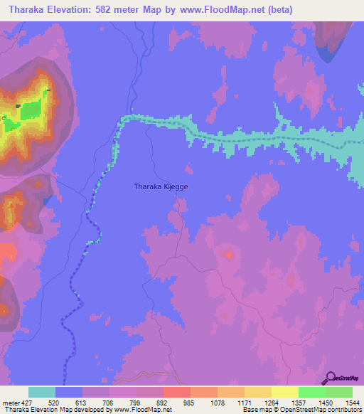 Tharaka,Kenya Elevation Map