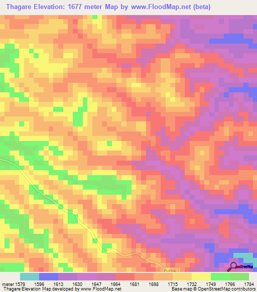 Thagare,Kenya Elevation Map