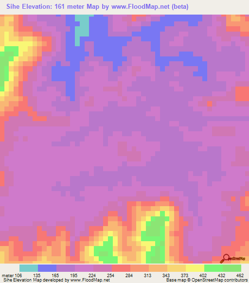 Sihe,China Elevation Map