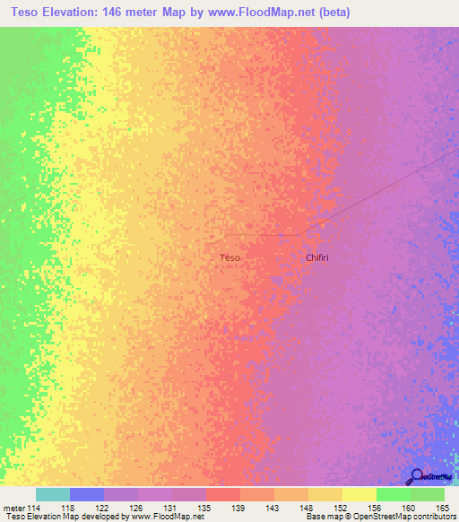 Teso,Kenya Elevation Map