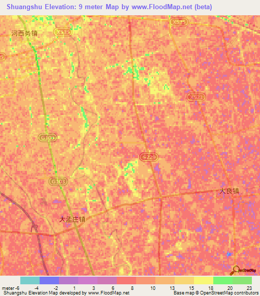 Shuangshu,China Elevation Map