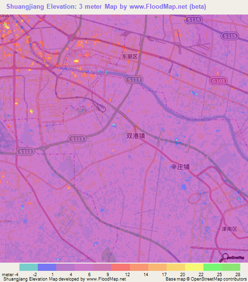 Shuangjiang,China Elevation Map