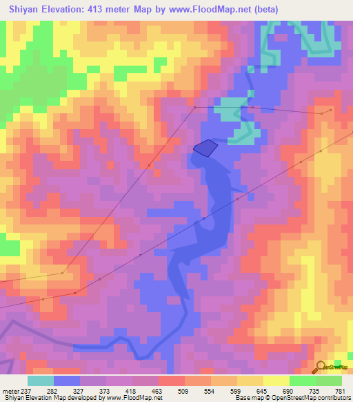 Shiyan,China Elevation Map