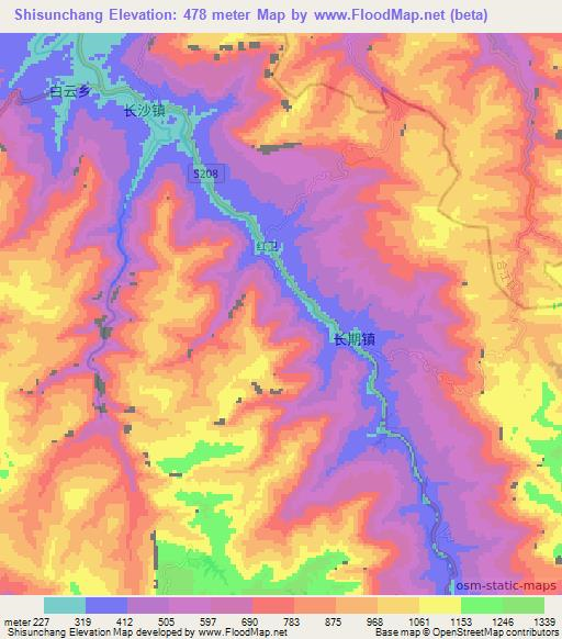 Shisunchang,China Elevation Map