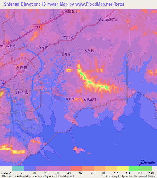 Shishan,China Elevation Map