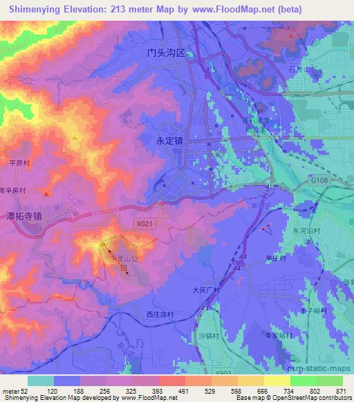 Shimenying,China Elevation Map