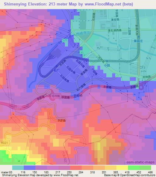 Shimenying,China Elevation Map