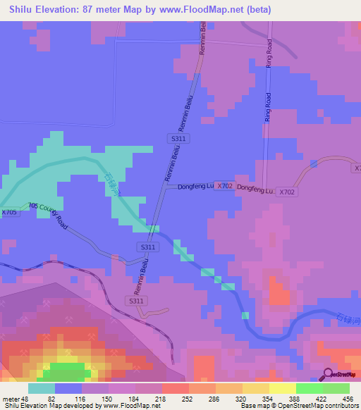 Shilu,China Elevation Map