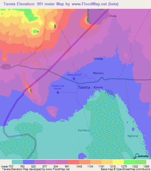 Taveta,Kenya Elevation Map