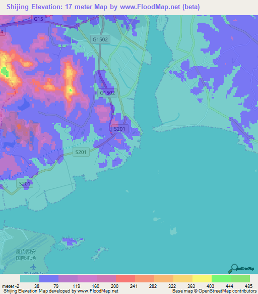 Shijing,China Elevation Map