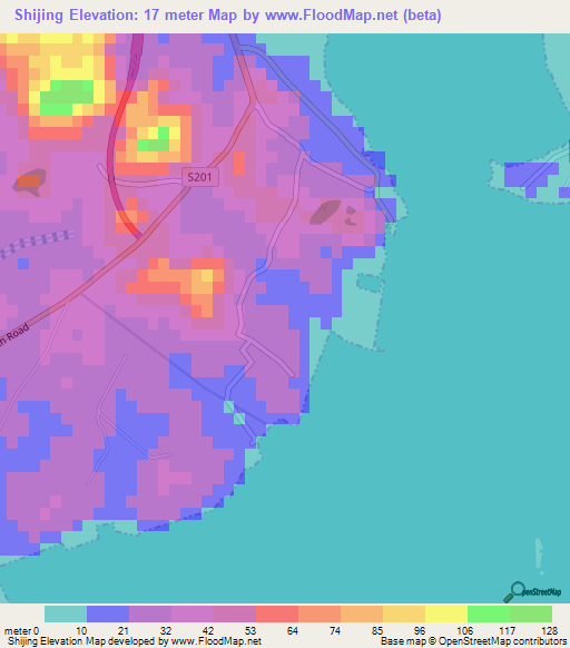 Shijing,China Elevation Map