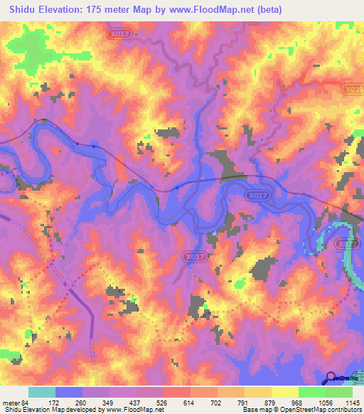 Shidu,China Elevation Map