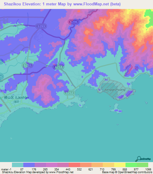 Shazikou,China Elevation Map