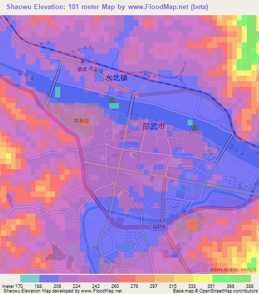 Shaowu,China Elevation Map