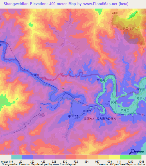 Shangweidian,China Elevation Map