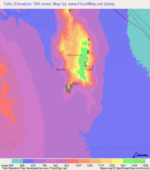 Talio,Kenya Elevation Map