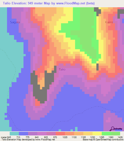 Talio,Kenya Elevation Map