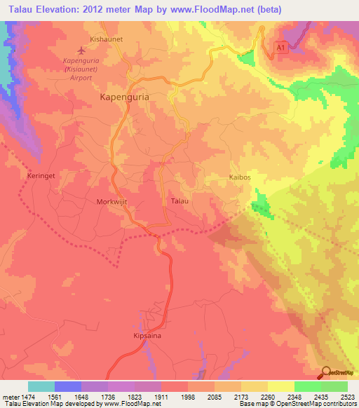 Talau,Kenya Elevation Map