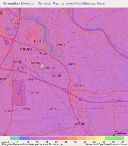 Shangdian,China Elevation Map