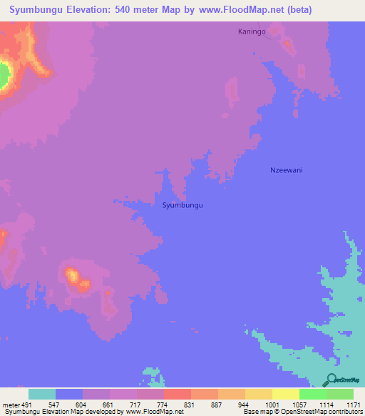 Syumbungu,Kenya Elevation Map