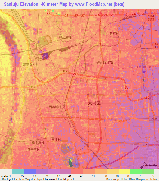 Sanluju,China Elevation Map