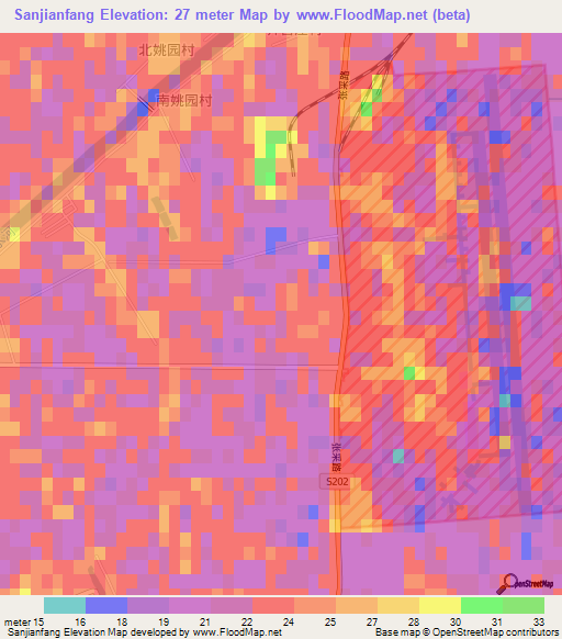 Sanjianfang,China Elevation Map