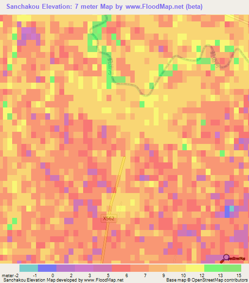 Sanchakou,China Elevation Map