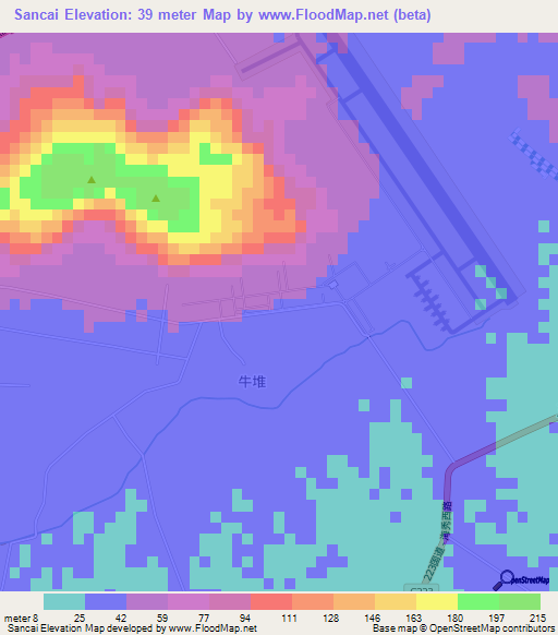 Sancai,China Elevation Map