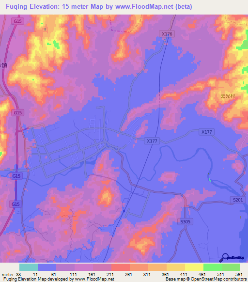 Fuqing,China Elevation Map