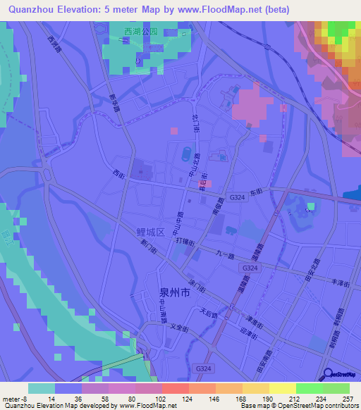 Quanzhou,China Elevation Map
