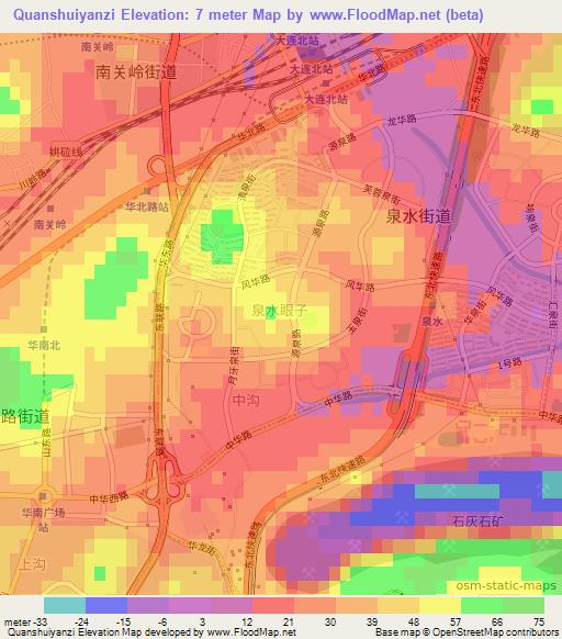 Quanshuiyanzi,China Elevation Map