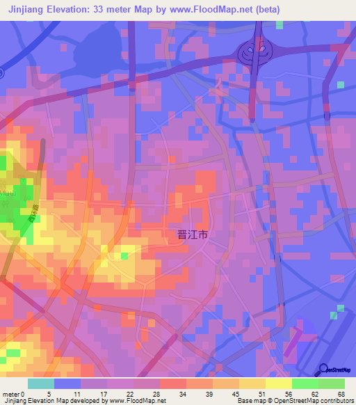 Jinjiang,China Elevation Map