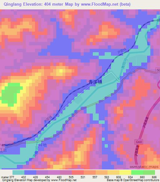 Qinglang,China Elevation Map