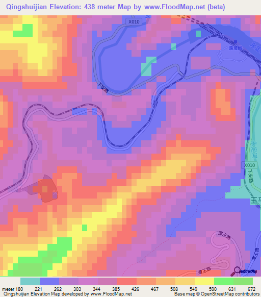 Qingshuijian,China Elevation Map